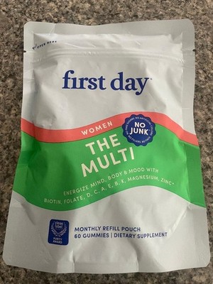 First Day~Women ''The Multi'' Vitamin~60 Gummies~Monthly Refill Pouch~Ex 10-2026
