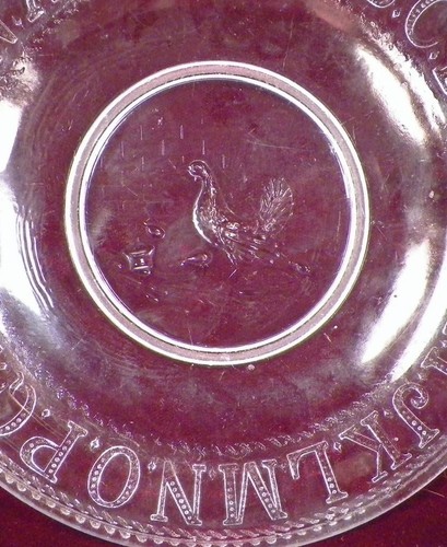 ABC Plate Rooster Chicken Alphabet King Son & Co. Glass EAPG 1870s Antique #7 - Picture 2 of 4