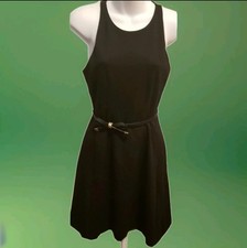 Jennifer Lopez Little Black Dress Size 2 Bow belt Cute Classy Excellent LBD Y2K