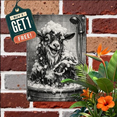 Playful Bathing Monkey Animal Theme Vertical Bathroom Decor Aluminum Plaque