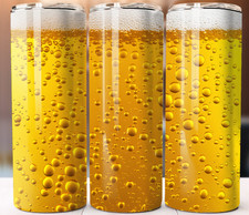 Cold Beer Design 20oz Skinny Tumbler Cup Mug Lid Straw Hot Cold Drinks