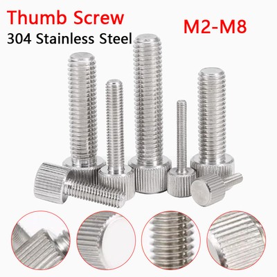 304 Stainless Steel Knurled Thumb Screw M2 M2.5 M3 M4 M5 M6 M8 Thumbscrew Bolt