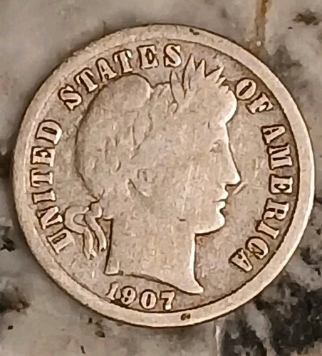 1907 O Barber Silver Dime  VG Damage Free Semi-Key All Natural, A Gem