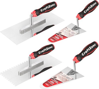 4 Pieces Concrete & Trowel Masonry Set - High Carbon Steel Plastering | Bricklay