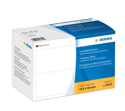 HERMA 4319 Frankieretiketten für Frankiermaschinen, doppelt, 163 x 45 mm, 1000 S
