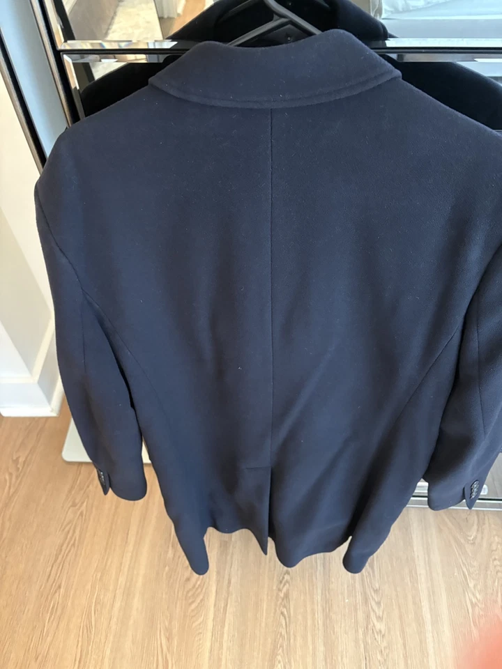 Abrigo para hombre J.Crew tela italiana de lana-cachemira azul marino talla 38S Foto 4 de 4