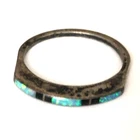 Vintage Ring tested 925 STERLING SILVER Size 8.5 Opal Onyx Zuni Band  lot y