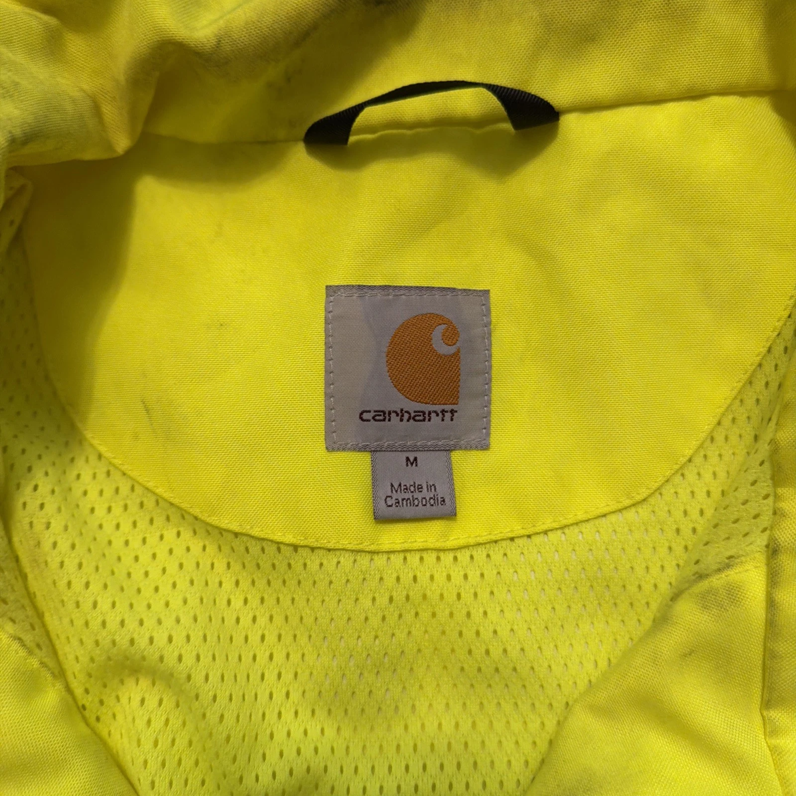 Carhartt Hi-Vis Reflective Safety Work Jacket Yellow/Black Sz M Class 3 Level 2 image 2