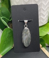 1.95  Labradorite Gemstone Pendant With 925 Silver Plated Bail New B7182