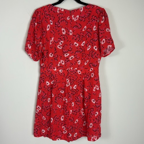Mini Vestido Free People Jinx Mameluco Cerradura Manga Abullonada Rojo Floral Talla 6 - Imagen 6 de 7