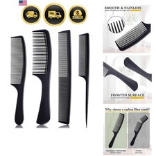 4 Pieces Combs for Women and Man, Black Carbon Fiber Hair Comb Set for Teasi...