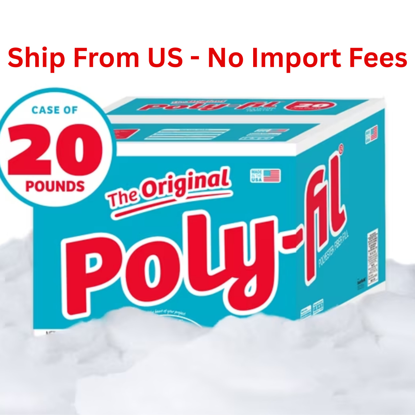 Poly-Fil Polyester Fiberfill Stuffing, 20lb Box, Bulk, by Fairfield, Free Ship