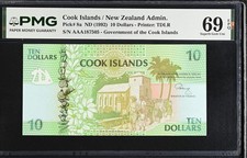 Cook Islands 10 Dollars ND 1992 P 8 a AAA Prefix Superb Gem UNC PMG 69 EPQ TOP