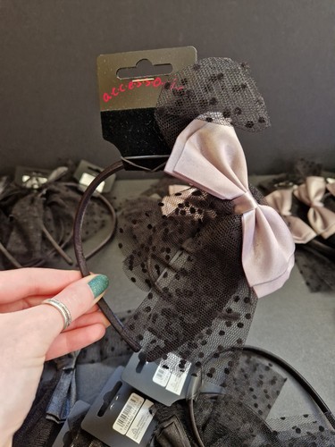 Headband Fascinators Black and Grey Bows with Lace - New With Tags Job Lot x 31 - Picture 14 of 15