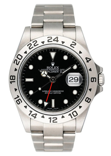 Rolex Explorer II 16570 Black Dial Engraved Mens Watch Box Papers
