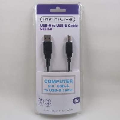 Infinitive USB-A To USB-B Cable USB 2.0 6FT Brand New Sealed Manufactured 2023