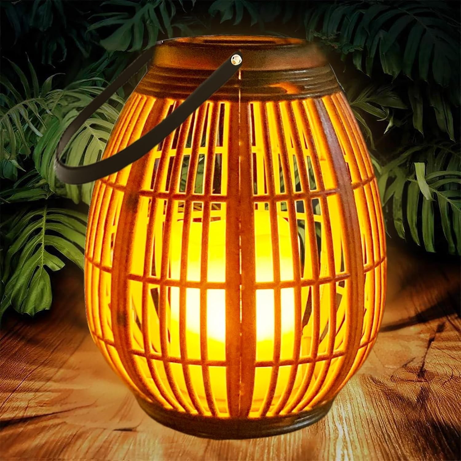 Solar Lanterns for Outside, 2 Pack Rattan Hanging Solar Lights Outdoor Garden w