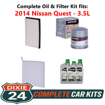 2014 Nissan Quest 3.5L Complete Air, Oil & Cabin Filter Kit (5W-30)