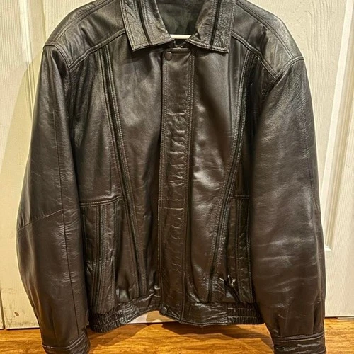 Vintage Black leather jacket, soft fit video thumbnail