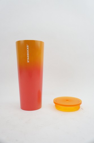 Sehr guter Zustand Starbucks Edelstahl Tumbler 24 Oz 2022 pink orange mit Deckel - Bild 1 von 4