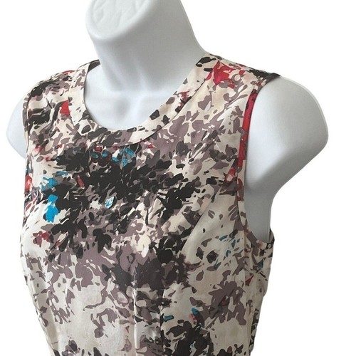 Shoshanna Silk Dress Sheath Women's 2 Lined Pleat Detail Floral Abstract Print - Picture 4 of 9