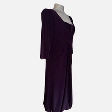 Basler Selection Dress 14 Purple Draped Jersey Midi Elegant Eveningwear Luxury