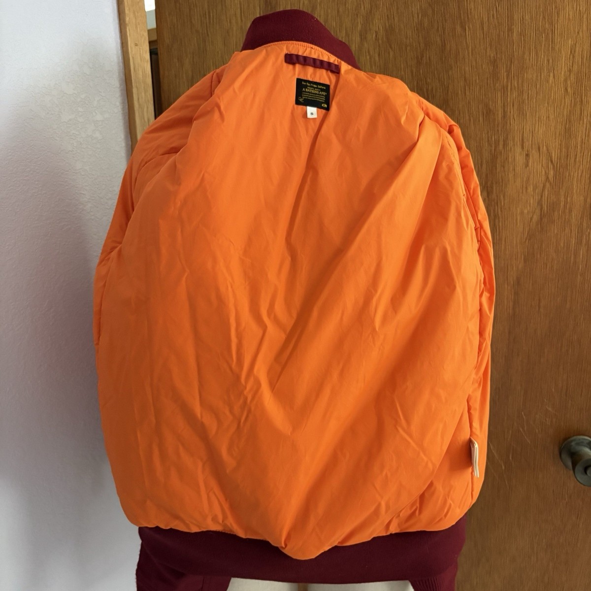 BAPE SHARK sz S Red Maroon Padded Bomber Jacket Bathing Ape Japan
