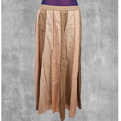 Vintage April Cornell Patchwork Maxi Skirt Neutral Earth Tones Size XS Cottage