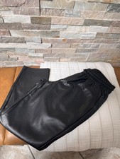 Faux Leather Jogger Pants Black Elastic Waist Drawstring Women Machine Washable