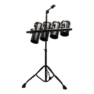 Beatello 4-Piece Carbon Steel Octobon-Style Rack Tom Set   6''x14.5'', Black