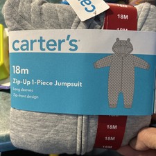 Carters 18 Month Zip Up , 1 Piece Jumpsuit Gray Quilted