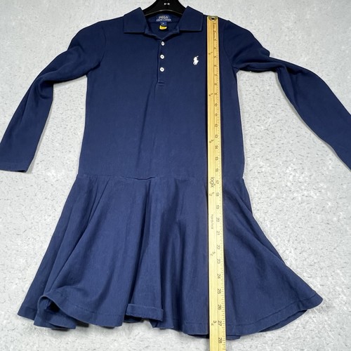 Polo Ralph Lauren Dress Kids Medium 8/10 Blue Cotton Polo Dress Preppy Tennis - Picture 7 of 10