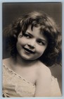 c1910's Pretty Child Girl Curly Hair Portrait RPPC Photo Antique Postcard