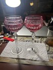 Lot of 2 WEDGWOOD CROWN RUBY WINE HOCK CRYSTAL 8 1/4" GLASS Cut To Clear