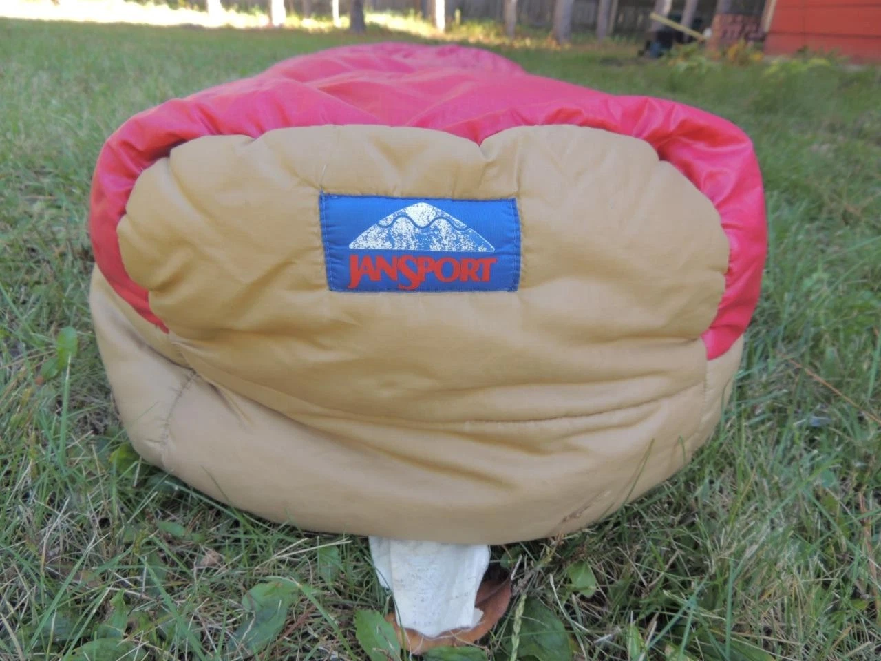 Vintage JanSport DOWN Mummy SLEEPING BAG - Maroon & Tan