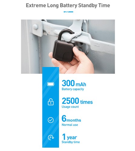 Tuya Padlock Bluetooth Fingerprint Bags Smart Lock Dormitory Anti Theft Security - Picture 17 of 19