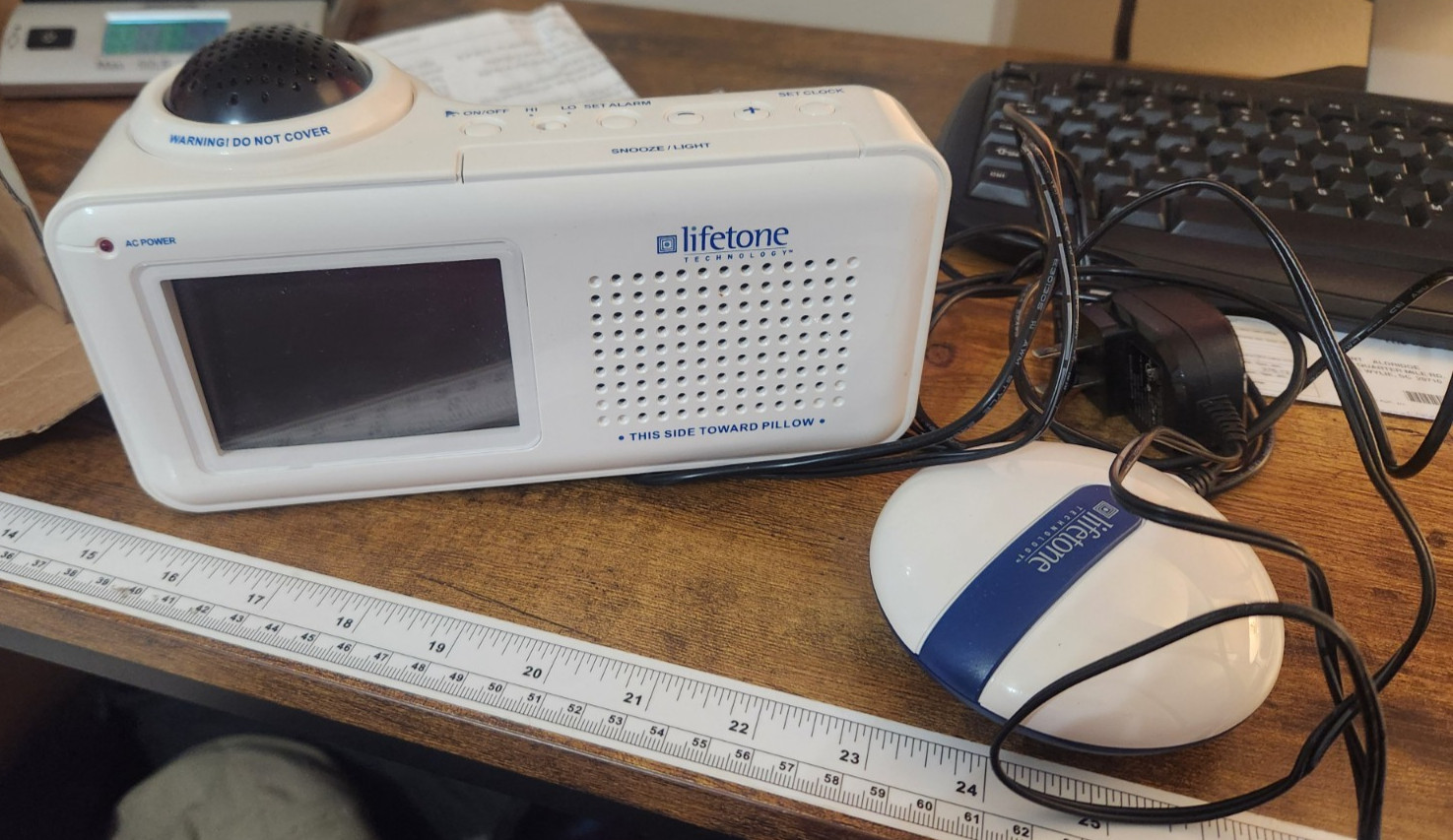 NEW Lifetone HLAC151 Bedside Vibrating Fire Alarm and Clock