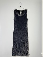 Laura Ashley Velvet Burnout Cowl Neck Sleeveless Maxi Dress Sz 12 Vintage Fairy