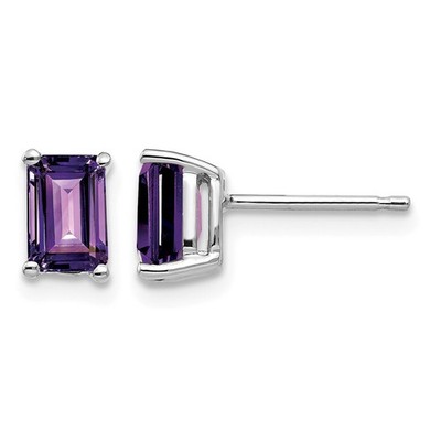 14K Weißgold 6x4mm Smaragdschliff Amethyst Ohrstecker perfektes Geschenk für sie