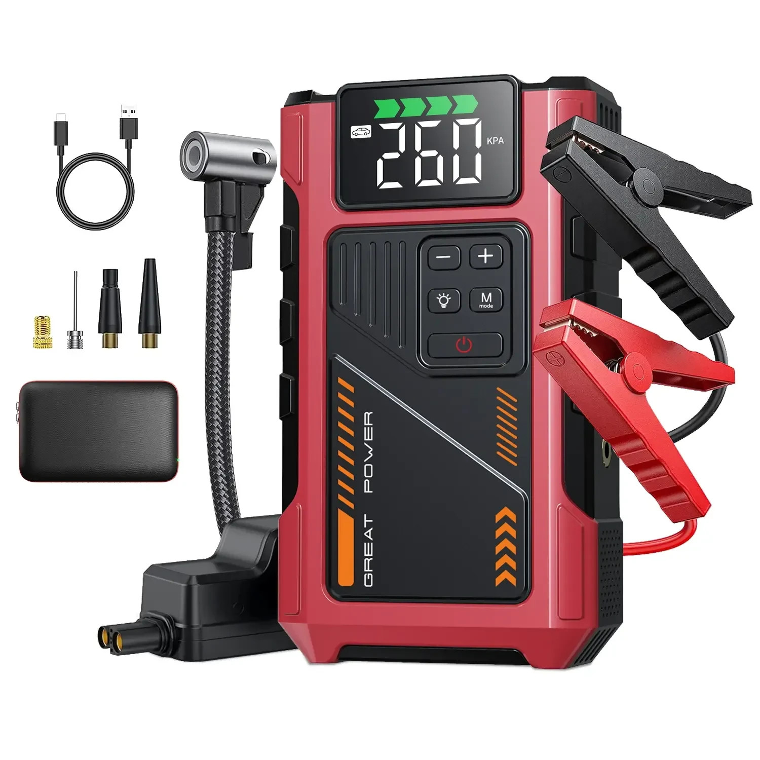 12000mAh Portable Jump Starter with Air Compressor, 150PSI, 12V Car Battery Jump