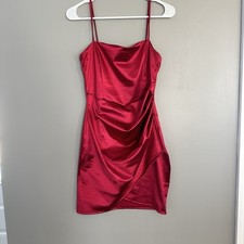Windsor Red Satin Mini Dress Size Medium Excellent Condition Holiday Party