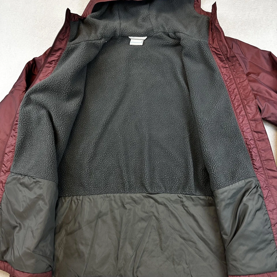 Jaqueta Columbia Feminina 1X Borgonha Com Capuz Lã Forrada Zíper Completo Exterior XW0631 - Imagem 3 de 4