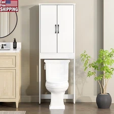 Over-The-Toilet Storage Cabinet Space Saver Bathroom Double Door Organizer New