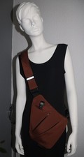 Diebstahlsichere Umhängetasche, braun, verdeck.Reißverschlüsse, schnittfest, Neu