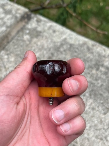Vintage Phenolic Cherry Amber Bakelite Handle Faturan Marbled Glitter Gold Dust - Picture 6 of 24