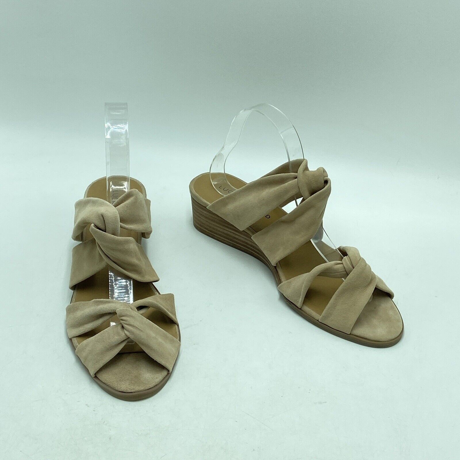 Lucky Brand Brown Suede Strappy Wedge Heels for Office & Career-image