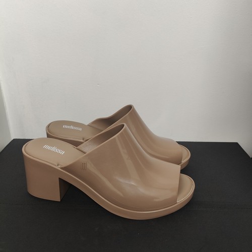 Melissa Women’s Open Toe Mules Block Heels Jelly Sandals Size 9 beige - Picture 2 of 6