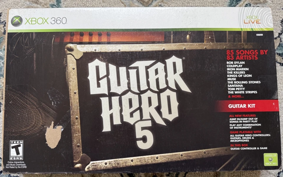 Mando Inalámbrico Xbox 360 Guitar Hero 5 95905.805 Caja Original con Juego y Correa Foto 2 de 4