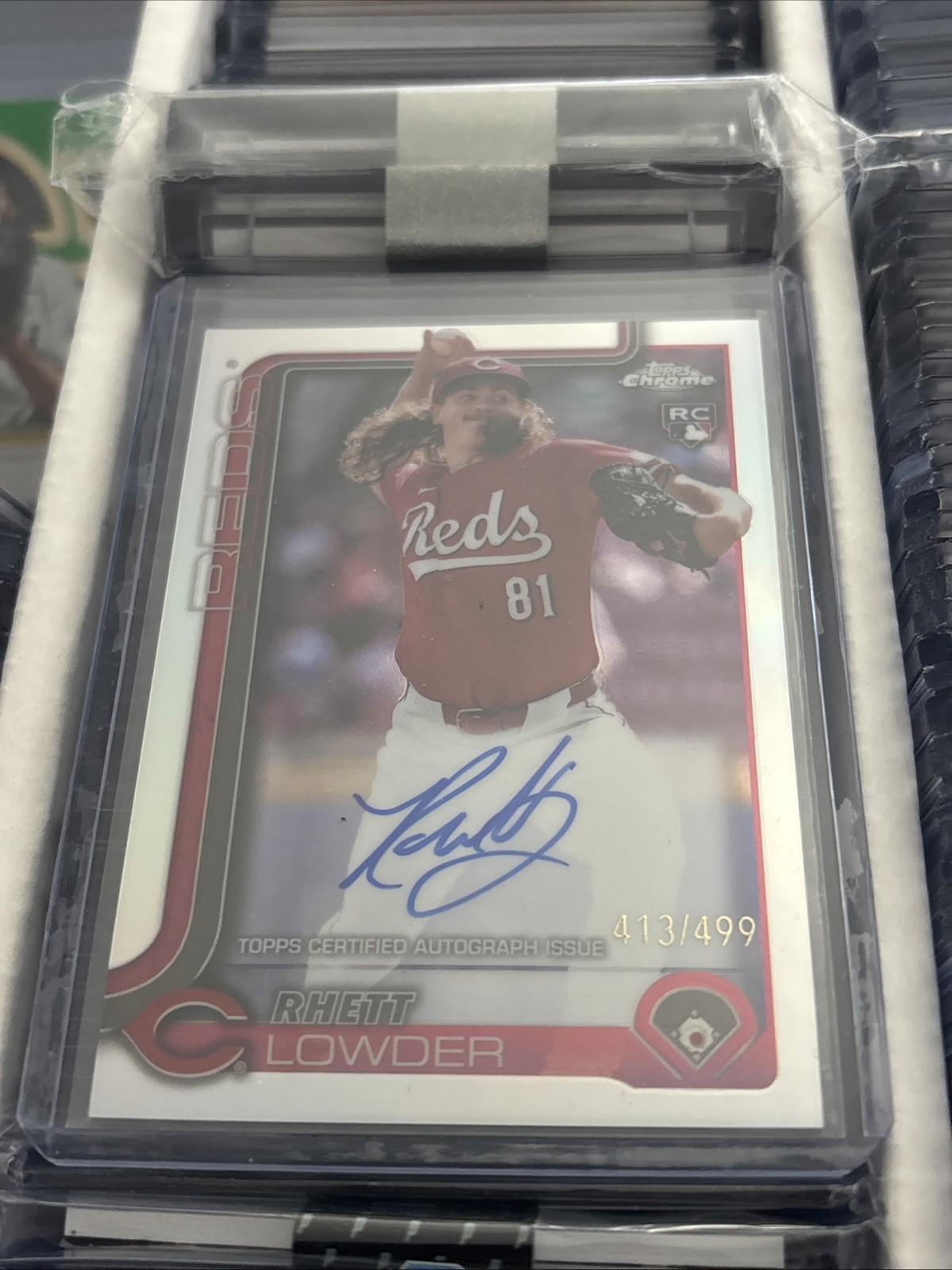 RHETT LOWDER 2025 TOPPS CHROME REDS ROOKIE REFRACTOR AUTOGRAPH! RC /499