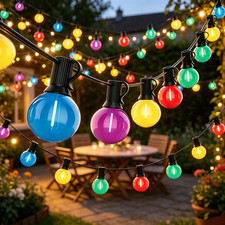 Coloured Garden String Festoon Lights Outdoor 100/400/500ft Lights Mains Powered
